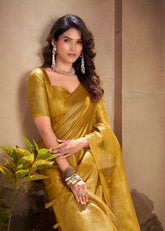 India Silk Yellow Tissue Silk Sarees Offer A Perfect Blend Of Tradition And Elegance Crafted From Fine Tissue Silk